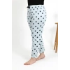 Moda Çizgi Kadın Pamuklu Büyük Beden Alt Pijama 27557 Buz Mavisi