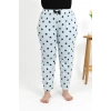 Moda Çizgi Kadın Pamuklu Büyük Beden Alt Pijama 27557 Buz Mavisi