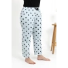 Moda Çizgi Kadın Pamuklu Büyük Beden Alt Pijama 27557 Buz Mavisi