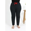 Moda Çizgi Kadın Pamuklu Büyük Beden Alt Pijama 27557 Siyah