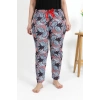 Moda Çizgi Kadın Pamuklu Büyük Beden Alt Pijama 27557 Somon