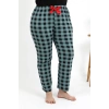 Moda Çizgi Kadın Pamuklu Büyük Beden Alt Pijama 27557 Turkuaz