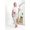 Moda Çizgi Kadın Pamuklu Büyük Beden Alt Pijama 27558 Ekru