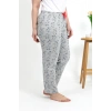 Moda Çizgi Kadın Pamuklu Büyük Beden Alt Pijama 27558 Gri