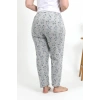 Moda Çizgi Kadın Pamuklu Büyük Beden Alt Pijama 27558 Gri