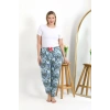 Moda Çizgi Kadın Pamuklu Büyük Beden Alt Pijama 27558 Mavi
