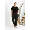 Moda Çizgi Kadın Pamuklu Büyük Beden Alt Pijama 27559 Antrasit