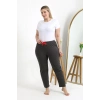 Moda Çizgi Kadın Pamuklu Büyük Beden Alt Pijama 27559 Füme