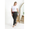 Moda Çizgi Kadın Pamuklu Büyük Beden Alt Pijama 27559 Füme