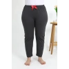 Moda Çizgi Kadın Pamuklu Büyük Beden Alt Pijama 27559 Füme