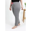 Moda Çizgi Kadın Pamuklu Büyük Beden Alt Pijama 27559 Gri