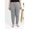 Moda Çizgi Kadın Pamuklu Büyük Beden Alt Pijama 27559 Gri