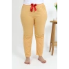 Moda Çizgi Kadın Pamuklu Büyük Beden Alt Pijama 27559 Sarı