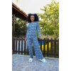 Moda Çizgi Kadın Penye Bol Paça Pijama Takım 4125