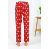 Moda Çizgi Kadın Penye Desenli Tek Alt Pijama 27530 Bordo