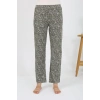 Moda Çizgi Kadın Penye Desenli Tek Alt Pijama 27533 Haki