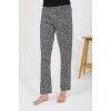 Moda Çizgi Kadın Penye Leopar Desenli Tek Alt Pijama 27536 Gri