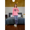 Moda Çizgi Kadın Penye Uzun Kol Pijama Takım 4102