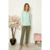 Moda Çizgi Kadın Penye Uzun Kol Pijama Takım 4110