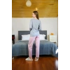 Moda Çizgi Kadın Penye Uzun Kol Pijama Takım 4118