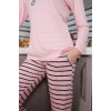 Moda Çizgi Kadın Penye Uzun Kol Pijama Takım 4190