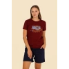 Moda Çizgi Kadın Şortlu Kısa Kol Penye Pijama Takım Bordo 3622