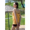 Moda Çizgi Kadın Şortlu Tankini Elbise Mayo Sarı 36001