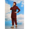 Moda Çizgi Kadın Tam Tesettür Mayo Bordo 31061
