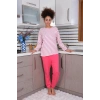 Moda Çizgi Kadın Uzun Kol 3 İplik Penye Pijama Takım 4179