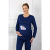 Moda Çizgi Kadın Uzun Kol Hamile Lohusa Pijama Takımı Lacivert 45501