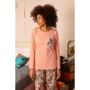 Moda Çizgi Kadın Uzun Kol Penye Pijama Takım 4196