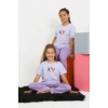 Moda Çizgi Kız Çocuk Kısa Kol Lila Penye Pijama Takım 20432