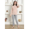 Moda Çizgi Kız Çocuk Penye Pijama Takım 20425