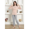 Moda Çizgi Kız Çocuk Penye Pijama Takım 20425