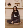 Moda Çizgi Kız Çocuk WelSoft Polar Mürdüm Pijama Takımı 20525
