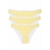 Moda Çizgi Pamuklu Dantelli 3lü Külot Sarı 40258
