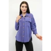 Moda Çizgi Pamuklu Keten Gömlek Mor