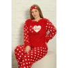 Moda Çizgi Polar Kadın Büyük Beden Pijama Takımı 808011
