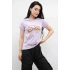 Moda Çizgi Shine Baskılı Tshirt Lila