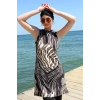 Moda Çizgi Sıfır Kol Leopar Yarım Tesettür Mayo 33010