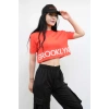 Moda Çizgi Triko Crop Turuncu
