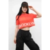 Moda Çizgi Triko Crop Turuncu