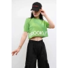 Moda Çizgi Triko Crop Yeşil