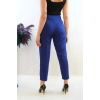 Moda Çizgi Yüksek Bel Pantolon Saks