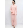 Moda Çizgi Zincir Aksesuarlı İkili Takım Pudra