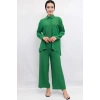 Moda Çizgi Zincir Aksesuarlı İkili Takım Yeşil
