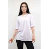 Moda Çizgi Zincir Aksesuarlı Tshirt Beyaz
