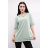 Moda Çizgi Zincir Aksesuarlı Tshirt Mint