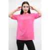 Moda Çizgi Zincir Aksesuarlı Tshirt Pembe