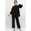 Moda Çizgili Robalı İkili Takım Siyah